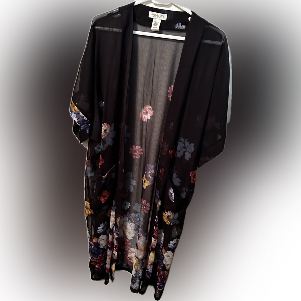 Rachel Zoe sheer floral robe kimono‎ coverup, one size